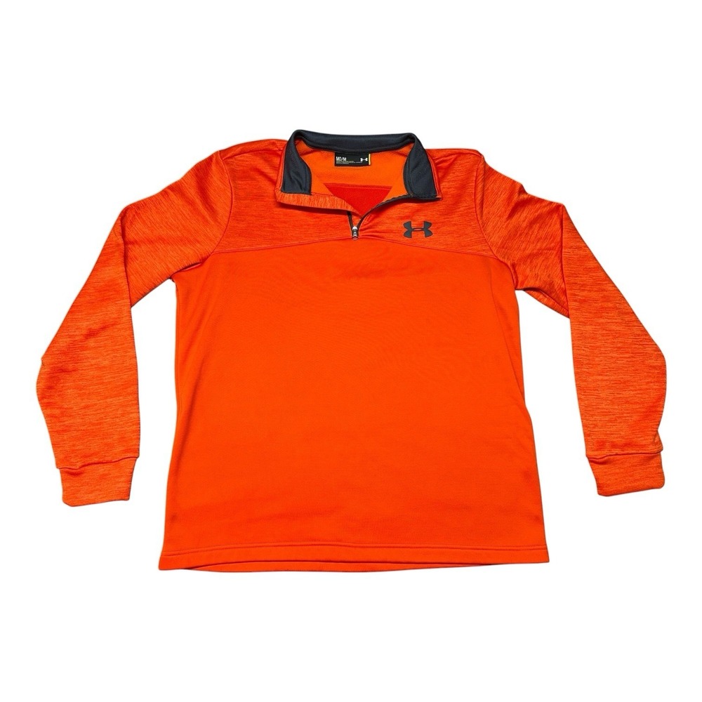 Under Armour Armour Fleece 1/4 Zip Pullover Mens Medium Orange Loose Fit 1286334
